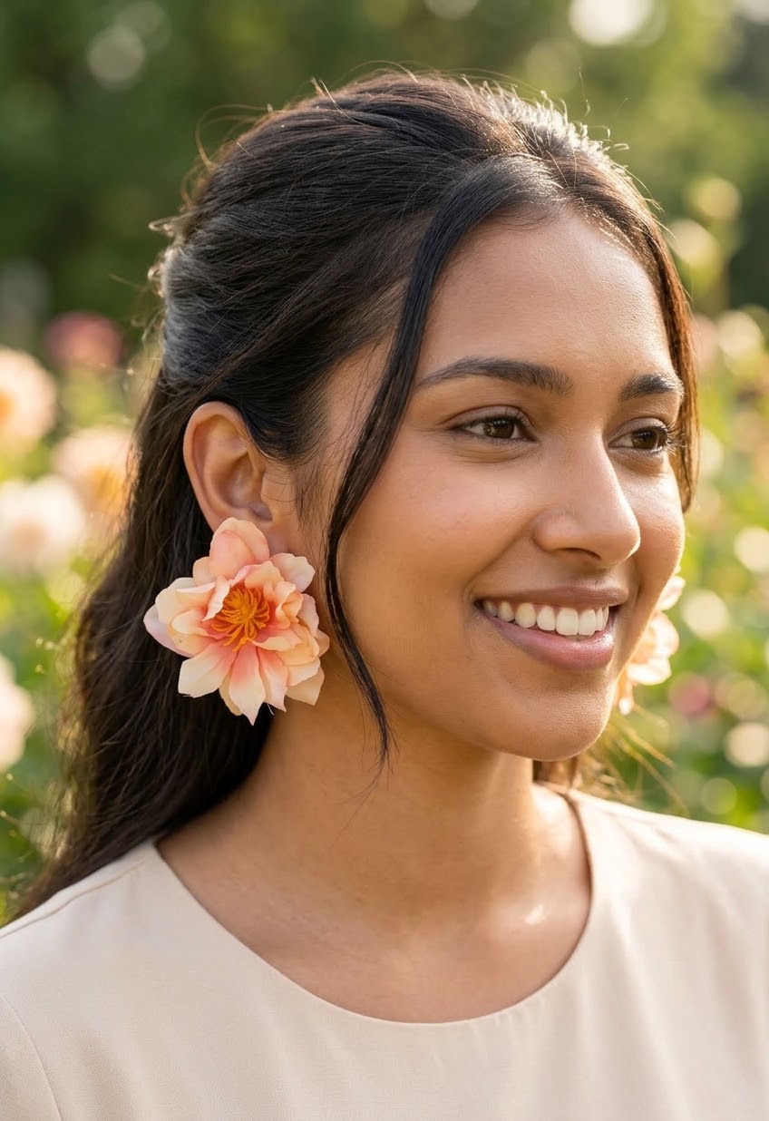 Peony post earrings