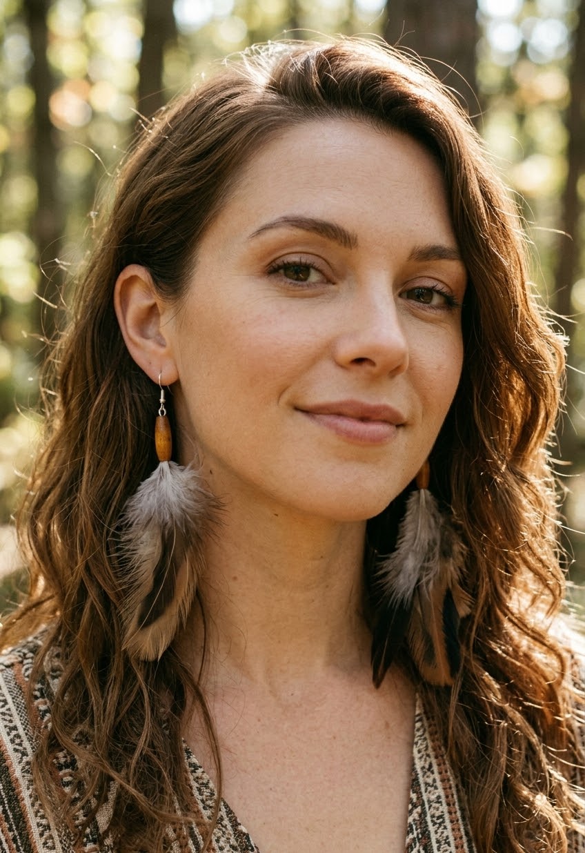 Wood feather earrings