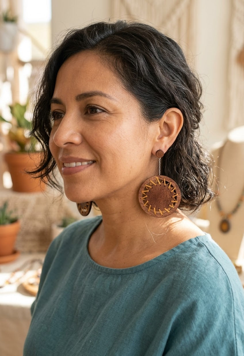 Handwoven Wood earrings