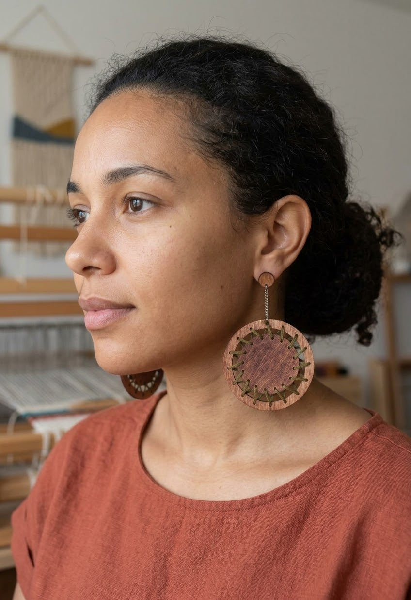 Handwoven Wood earrings