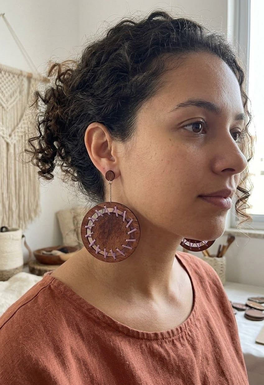 Handwoven Wood earrings