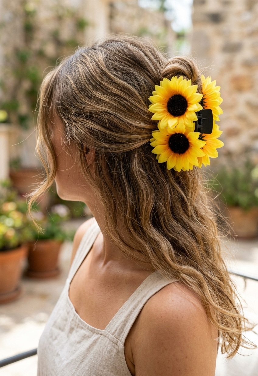 Sunflower Floral hair claw