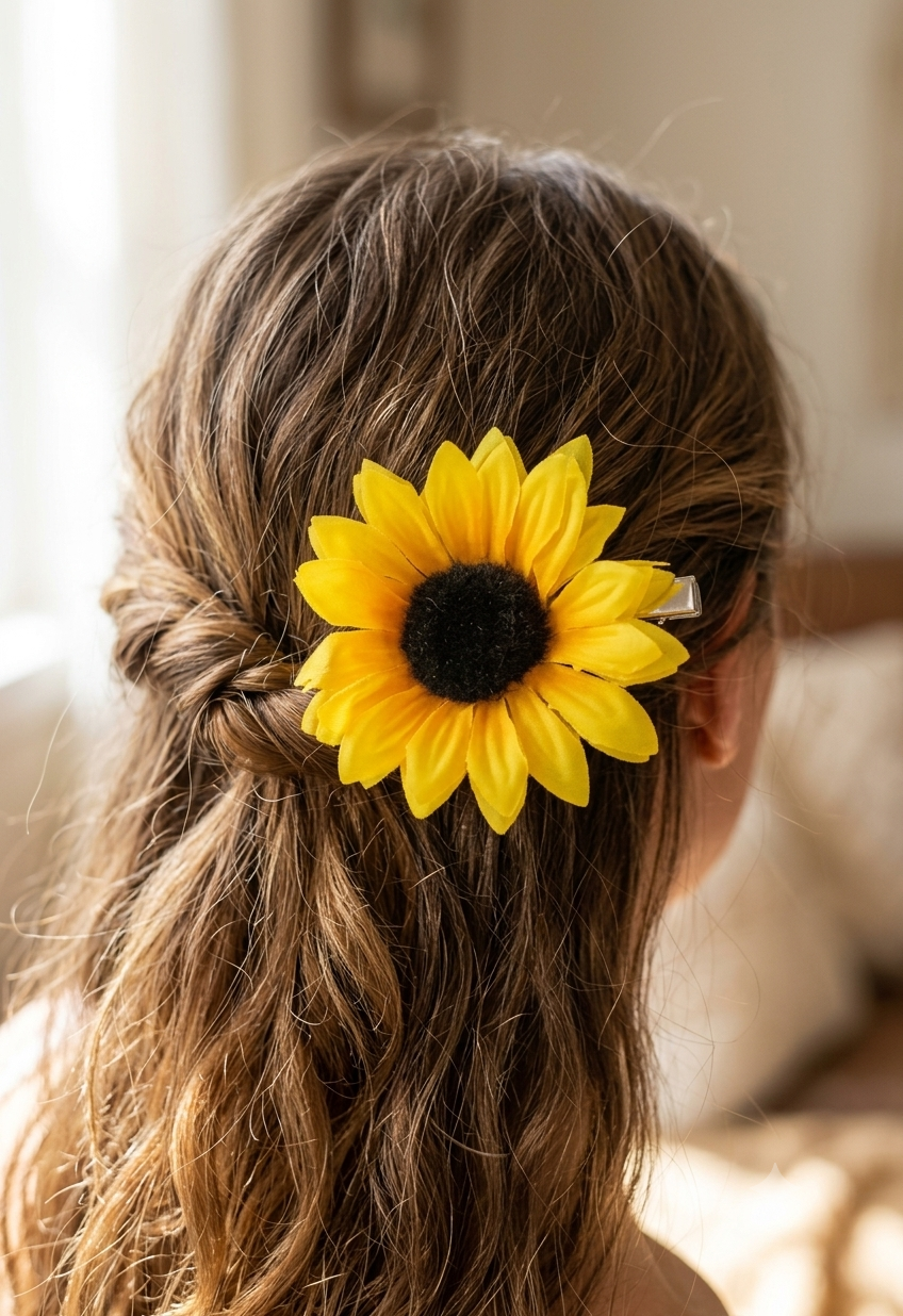 Sunflower hair clip